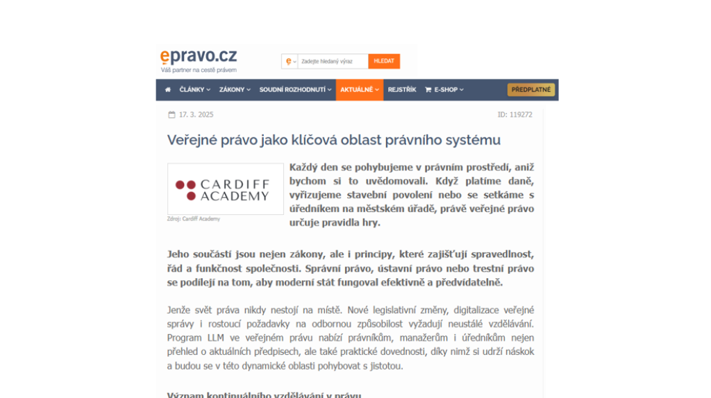 Verejne pravo jako klicova oblast pravniho systemu | Verejné právo ako kľúčová oblasť právneho systému