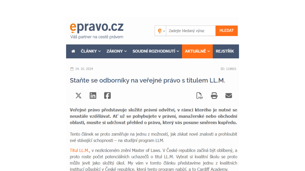 Stante se odborniky na verejne pravo s titulem LL.M | Staňte sa odborníkmi na verejné právo s titulom LL.M.